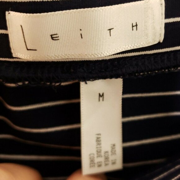 Leith Blue Striped Knit Stretchy Pencil Skirt - Picture 5 of 6